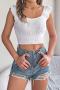 exquisite slight stretch knitted 5 colors square-neck crop vest(only vest)_White