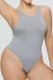 casual plus size high stretch 8 colors solid color crew neck bodysuit_Black_White_Gray