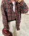 new casual non-stretch plaid check loose versatile shirt_Red