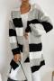 casual slight stretch contrast color ribbed knit sweaters#2_Black