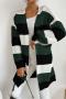 casual slight stretch contrast color ribbed knit sweaters#3_Black_Dark Green