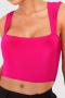 sexy high stretch pure colors all-match crop vest_Black_Magenta