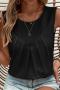 casual slight stretch solid color sleeveless tank top_Black