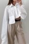 exquisite non-stretch solid color loose irregular splicing crop shirt_White