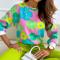 casual plus size non-stretch floral batch printing long sleeve shirt#1_Green
