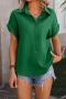 casual plus size non-stretch lapel 6 colors button blouses_Black_White_Magenta_Yellow_Green