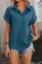 casual plus size non-stretch lapel 6 colors button blouses_Black_White_Magenta_Yellow_Green_Blue