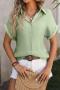 casual plus size non-stretch 6 colors solid color lapel blouses_Black_White_Pink_Light Green