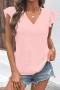 casual non-stretch chiffon 3 colors v-neck ruffle blouses_White_Pink