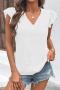 casual non-stretch chiffon 3 colors v-neck ruffle blouses_White