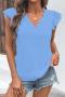 casual non-stretch chiffon 3 colors v-neck ruffle blouses_White_Pink_Blue