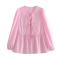 sexy non-stretch solid color loose lace-up top_Black_White_Pink
