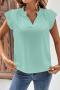 casual non-stretch 3 colors solid color ruffle decor top_Pink_Green