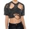 sexy non-stretch hole hollow pin rivet high quality crop top_Dark Gray