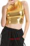 exquisite plus size slight stretch 4 colors holographic crop vest_Red_Green_Gold