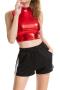 exquisite plus size slight stretch 4 colors holographic crop vest_Red