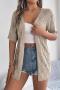 casual slight stretch 3 colors cutout knitted sweater cardigan_White_Pink_Khaki