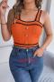 sexy slight stretch contrast color knitted crop tank top_Orange