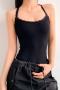 sexy slight stretch solid color tight lace edge bodysuit size run small_Black