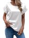 new casual plus-size slight stretch satin patchwork round neck blouse_Black_White