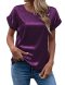 new casual plus-size slight stretch satin patchwork round neck blouse_Black_White_Gray_Light Pink_Rose Red_Light Green_Forest Green_Dark Green_Dark Blue_Sea Blue_Light Purple_Dark Purple