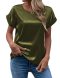 new casual plus-size slight stretch satin patchwork round neck blouse_Black_White_Gray_Light Pink_Rose Red_Light Green_Forest Green