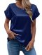 new casual plus-size slight stretch satin patchwork round neck blouse_Black_White_Gray_Light Pink_Rose Red_Light Green_Forest Green_Dark Green_Dark Blue