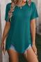 casual plus size slight stretch solid color wheat jacquard t-shirt_Black_White_Magenta_Aqua Green_Green