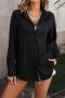 casual plus size non-stretch 15-colors solid jacquard long-sleeved shirt_Black