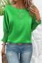 casual non-stretch 5 colors solid color crew neck blouses_Black_Pink_Yellow_Green