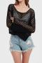 sexy slight stretch ribbed knit 4 colors cutout sweater size run small_Black