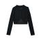 sexy slight stretch solid color tight knit crop top size run small_Black
