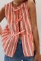 new stylish slight stretch 4-color bow knot striped loose shirts_Green_Haze Blue_Light orange