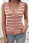 summer contrast color single breasted stretch v-neck casual sweater vest_Black_Dark Green_Beige_Dusty Pink