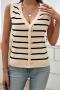 summer contrast color single breasted stretch v-neck casual sweater vest_Black_Dark Green_Beige