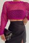 exquisite slight stretch cut out knitted loose crop sweater(only sweater)_White_Gray_Pink_Red_Magenta