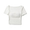 new high stretch padded pleated square neck short-sleeved top(size run small)_Black_White