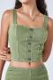 plus size stretch single breasted decor denim barbie padded vest size run small_Dark Gray_Pink_Green
