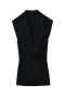sexy slight stretch solid color deep v collar slim sleeveless vest_Black