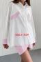 casual non-stretch striped splicing loose slit shirt_Pink