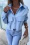 chic non-stretch 3 colors single-breasted big pocket design all-match blouse_White_Pink_Sky Blue