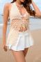 new sexy slight stretch solid color knit hollow lace-up cover-up_Black_White_Beige