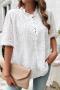 stylish non-stretch embroidery cut out single-breasted all-match blouse_White