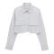 casual non-stretch 5 colors solid color lapel crop blouses_Black_White_Gray