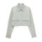 casual non-stretch 5 colors solid color lapel crop blouses_Black_White_Gray_Light Green
