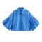 exquisite non-stretch 8 colors solid color lapel puff sleeve blouses_Black_Pink_Magenta_Yellow_Orange_Green_Blue