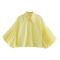 exquisite non-stretch 8 colors solid color lapel puff sleeve blouses_Black_Pink_Magenta_Yellow
