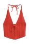sexy slight stretch knitted halter-neck lace-up crop vest(size run small)_Black_White_Pink_Red