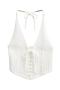 sexy slight stretch knitted halter-neck lace-up crop vest(size run small)_Black_White