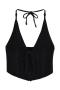 sexy slight stretch knitted halter-neck lace-up crop vest(size run small)_Black